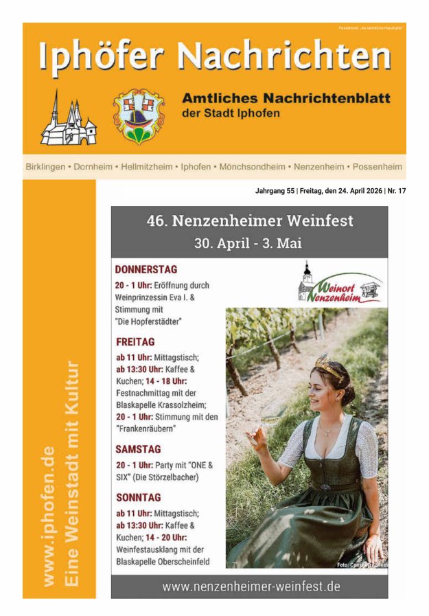 Iphöfer Nachrichten Titelblatt 17/2026