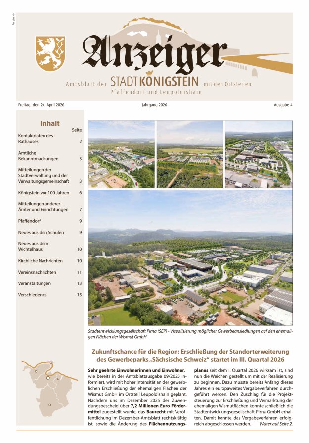 Amtsblatt der Stadt Königstein Titelblatt 04/2026