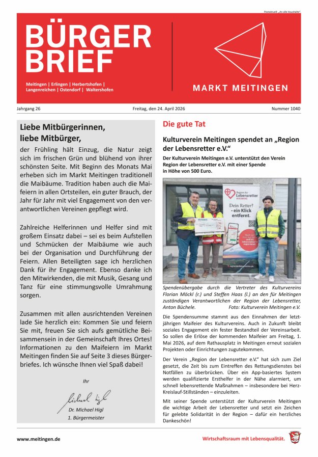 Meitinger Bürgerbrief Titelblatt 1040/2026