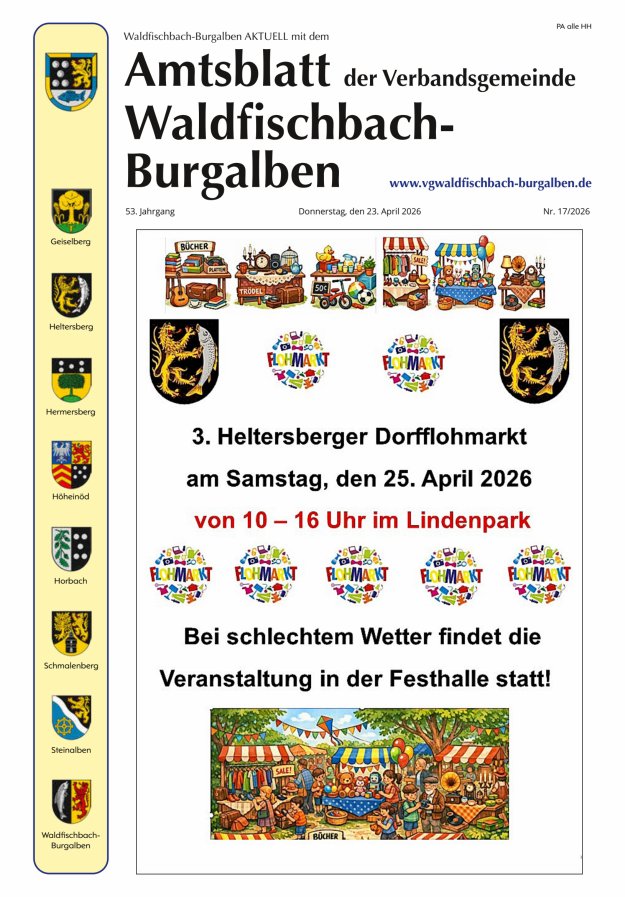 Amtsblatt der Verbandsgemeinde Waldfischbach-Burgalben Titelblatt 17/2026