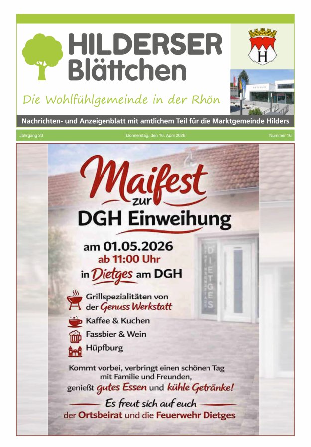 Hilderser Blättchen Titelblatt 16/2026