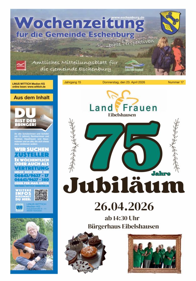 Wochenzeitung für die Gemeinde Eschenburg Titelblatt 17/2026