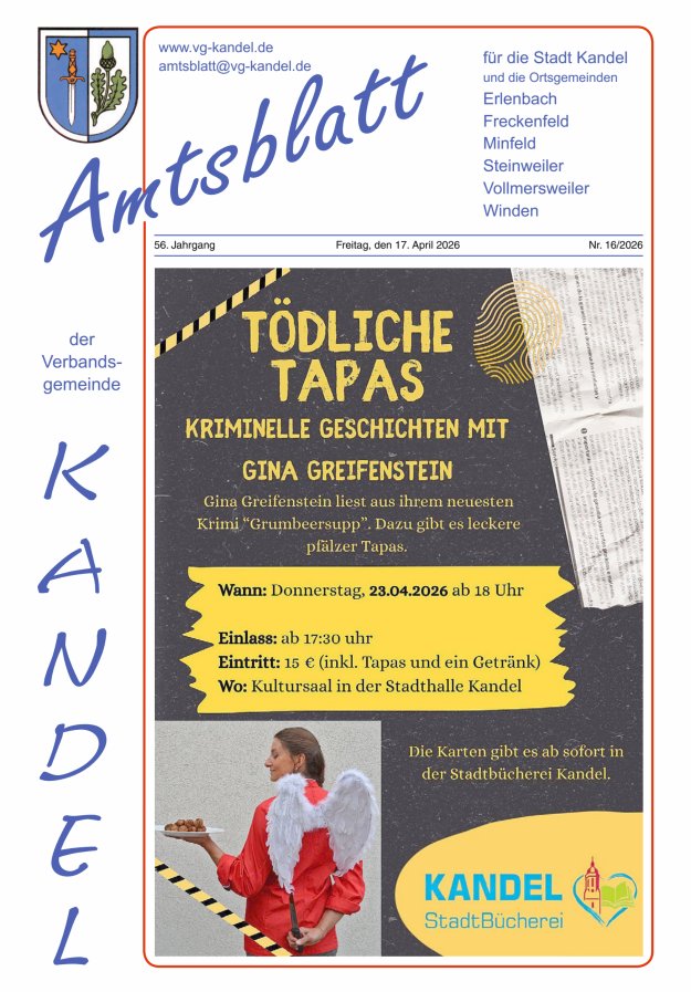 Amtsblatt VG Kandel Titelblatt 16/2026