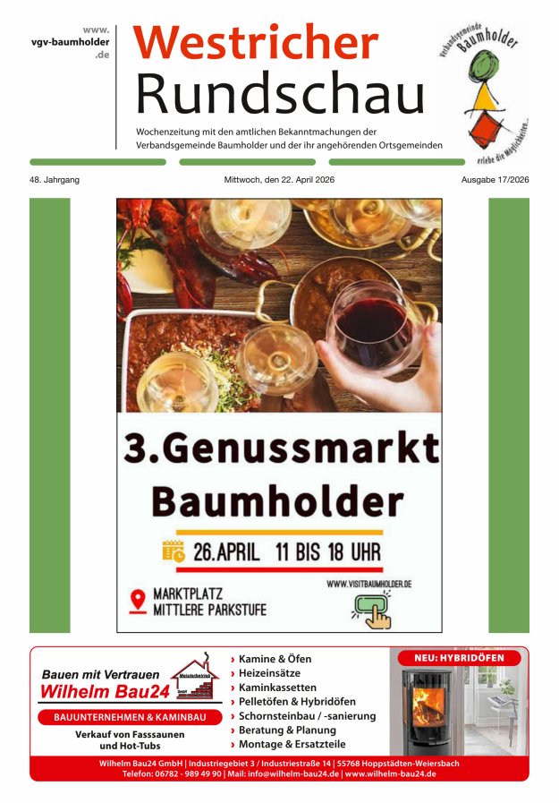 Westricher Rundschau VG Baumholder Titelblatt 17/2026
