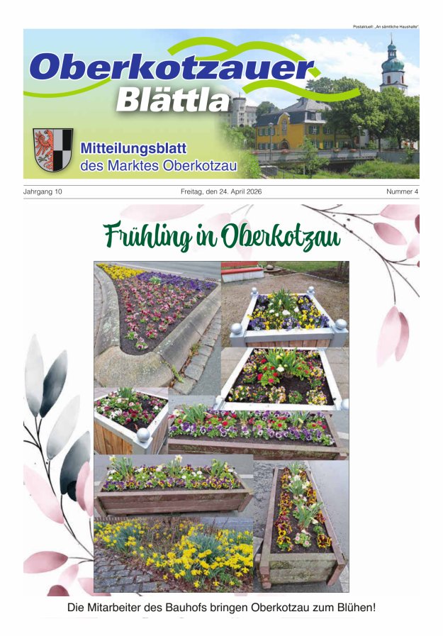 Oberkotzauer Blättla Mitteilungsblatt des Marktes Oberkotzau Titelblatt 04/2026