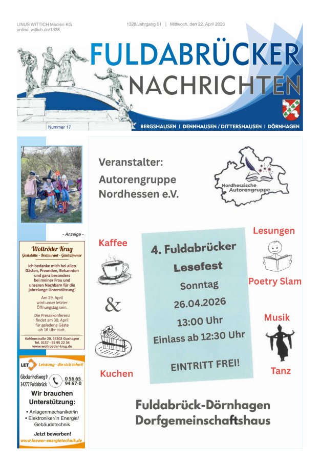 Fuldabrücker Nachrichten Titelblatt 17/2026