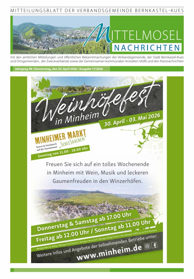 Mittelmosel-Nachrichten VG Bernkastel-Kues Titelblatt 17/2026