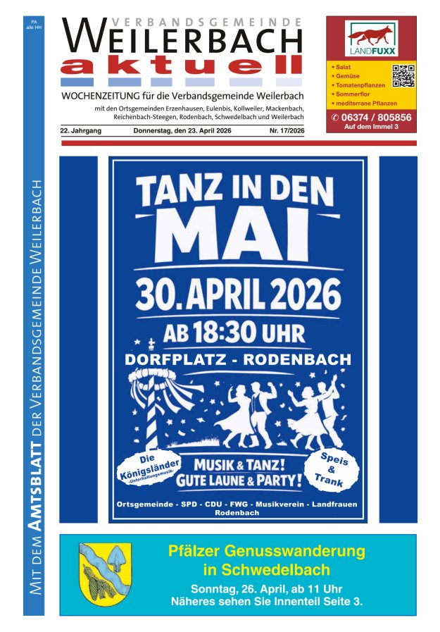 Verbandsgemeinde Weilerbach aktuell Titelblatt 17/2026