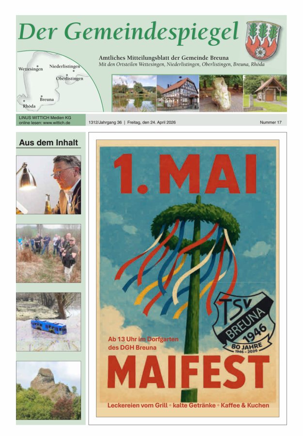 Der Gemeindespiegel (Breuna) Titelblatt 17/2026