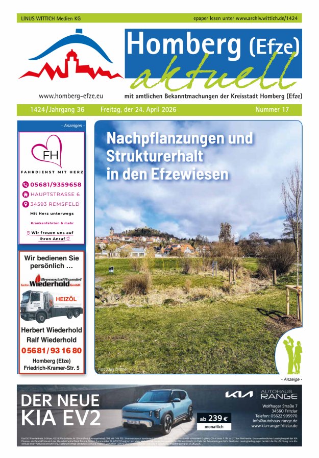 Homberg Efze aktuell Titelblatt 17/2026