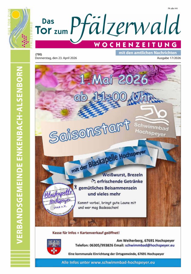 Das Tor zum Pfälzer Wald - VG Enkenbach-Alsenborn Titelblatt 17/2026