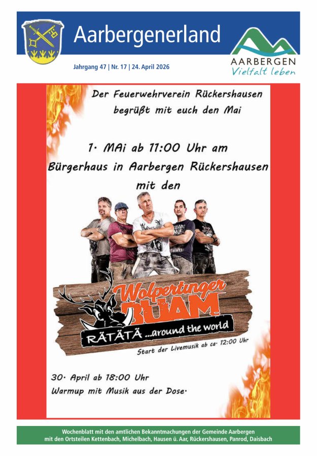 Aarbergenerland - Wochenblatt mit den amtlichen Bekanntmachungen Titelblatt 17/2026