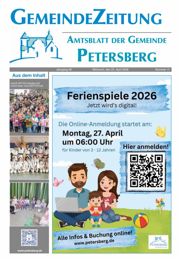 Amtsblatt Blickpunkt Petersberg Titelblatt 17/2026