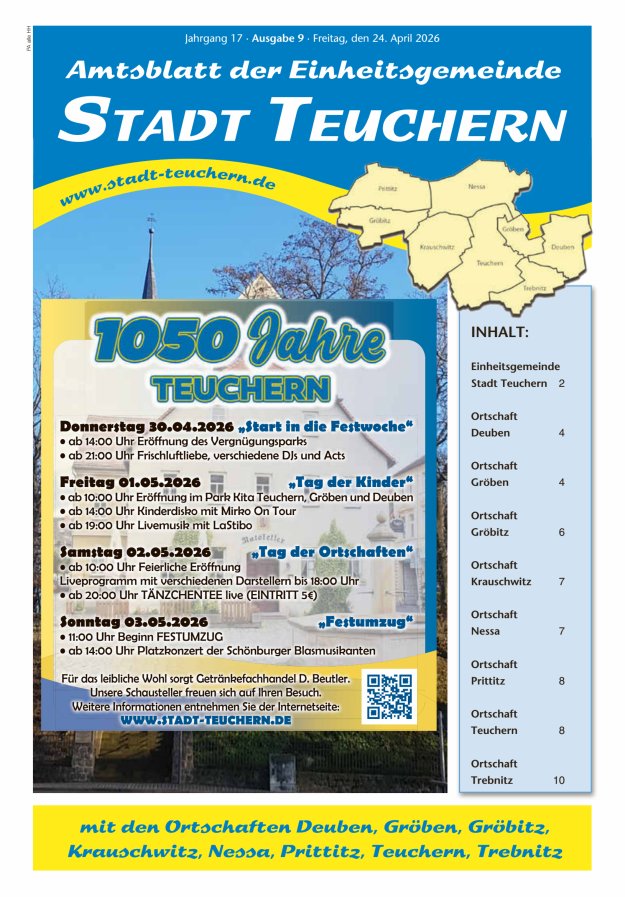 Amtsblatt der Einheitsgemeinde Stadt Teuchern Titelblatt 09/2026
