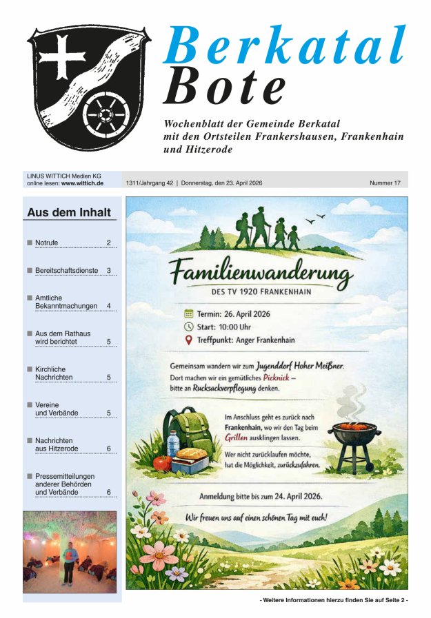 Berkatal Bote Titelblatt 17/2026