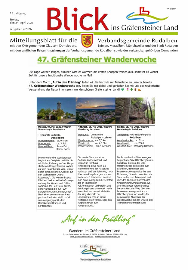 Blick ins Gräfensteiner Land VG Rodalben Titelblatt 17/2026