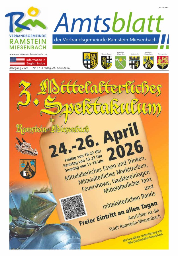 Amtsblatt VG Ramstein-Miesenbach Titelblatt 17/2026