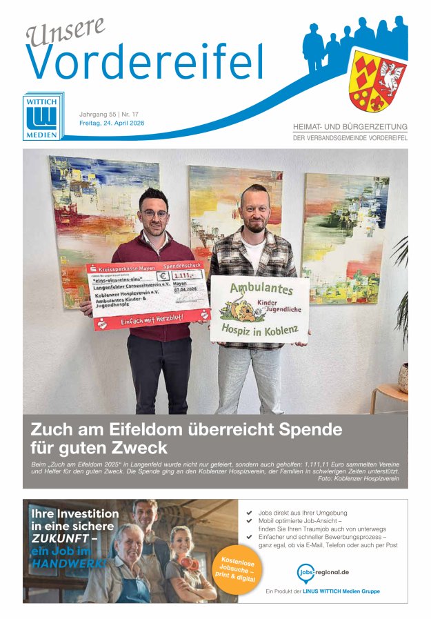 Mitteilungsblatt Vordereifel - Heimat- u Bürgerzeitung der VG Vordereifel Titelblatt 17/2026