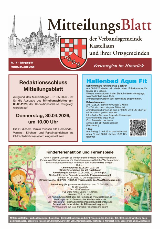 Mitteilungsblatt Kastellaun Titelblatt 17/2026