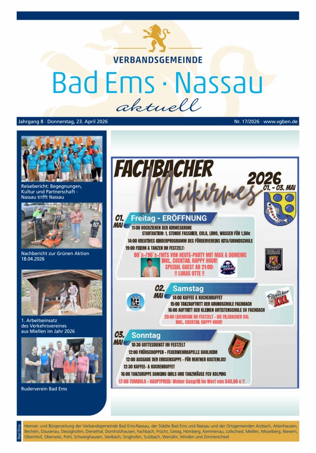 Bad Ems-Nassau aktuell Ausgabe Bad Ems Titelblatt 17/2026