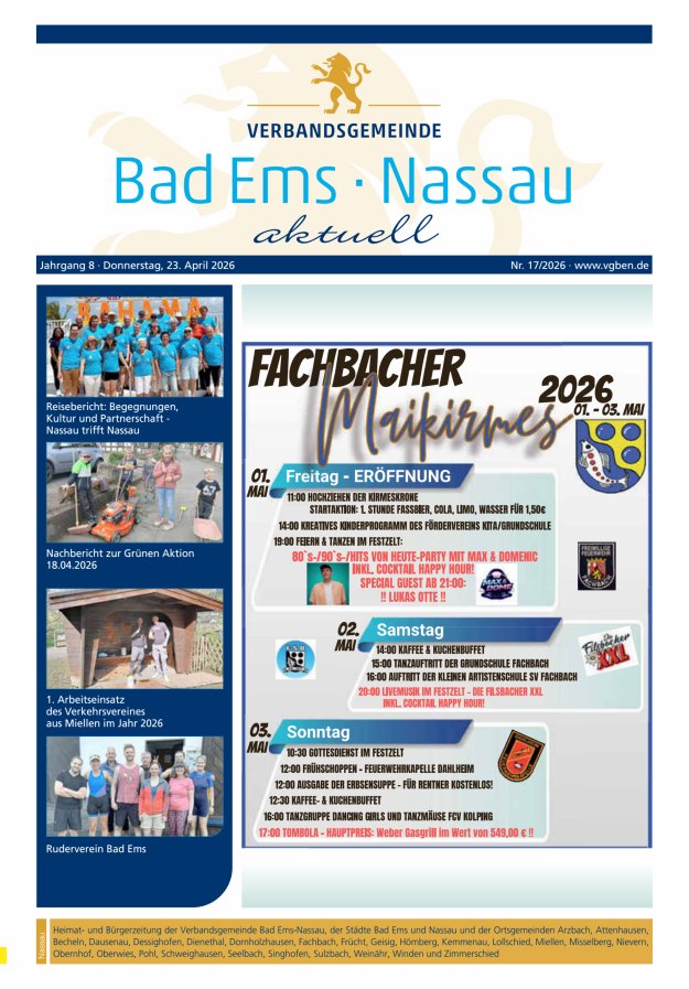 Bad Ems-Nassau aktuell Ausgabe Nassau Titelblatt 16/2026