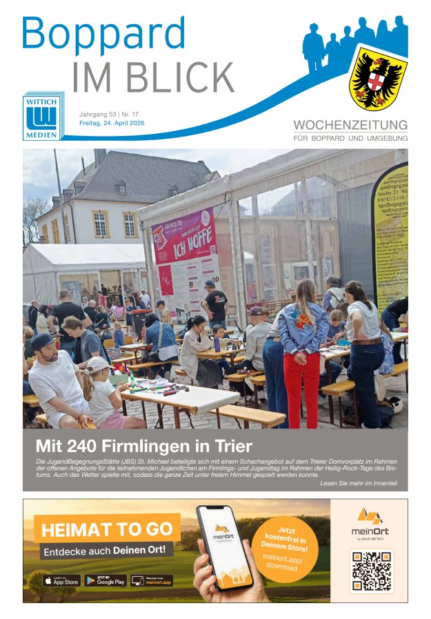 Boppard im Blick - Heimatzeitung für die Stadt Boppard Titelblatt 17/2026