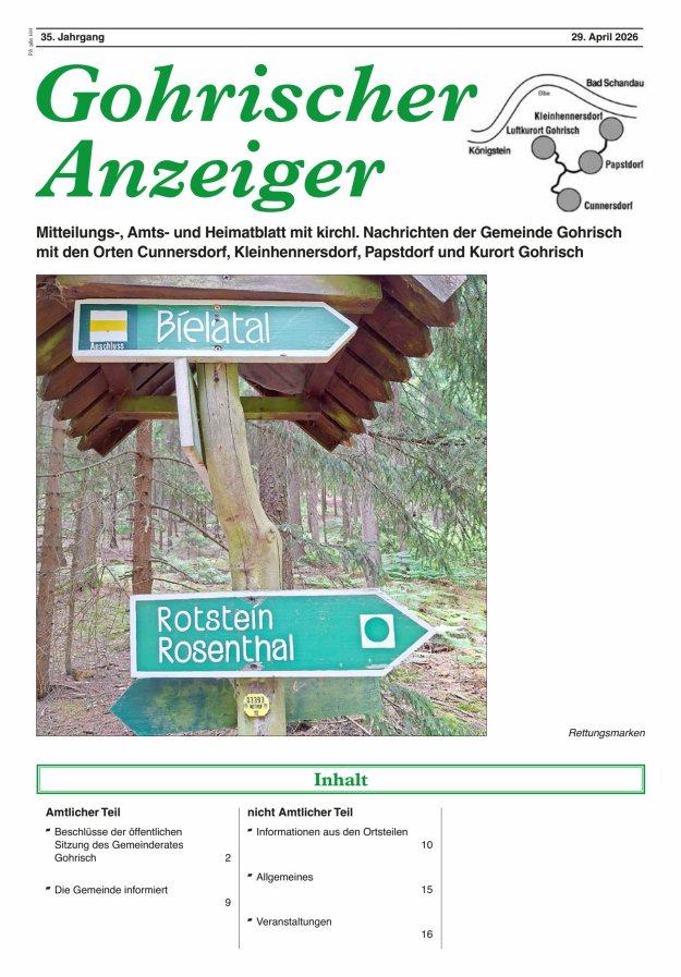 Gohrischer Anzeiger Titelblatt 04/2026