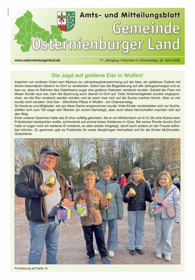 Gemeinde Osternienburger Land – Amts- und Mitteilungsblatt Titelblatt 05/2026