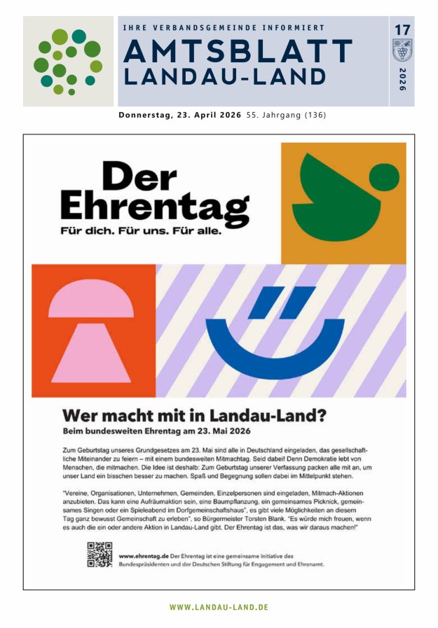 Amtsblatt VG Landau-Land Titelblatt 17/2026