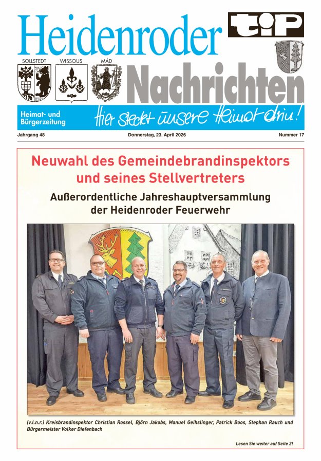 "tip" Heidenroder Nachrichten Titelblatt 17/2026