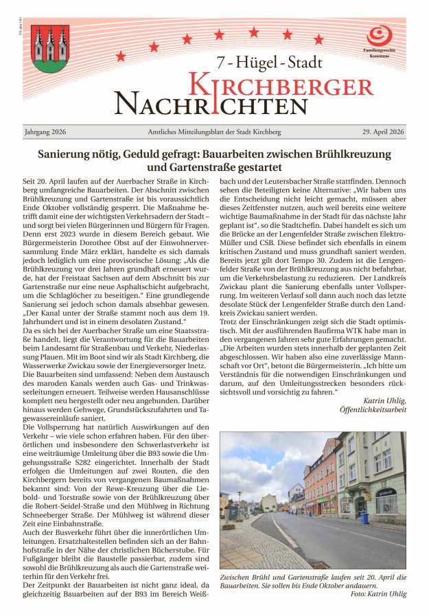 Kirchberger Nachrichten Titelblatt 04/2026