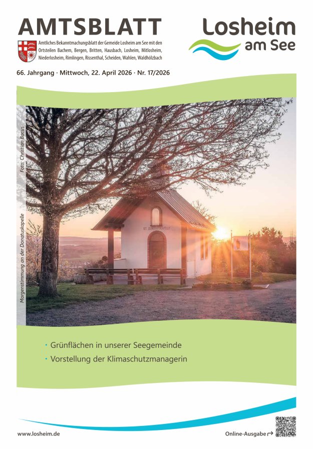 Amtliches Bekanntmachungsblatt der Gemeinde Losheim am See Titelblatt 17/2026