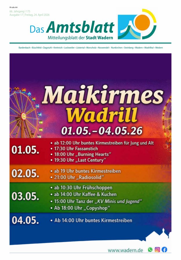 Stadt Wadern Titelblatt 17/2026