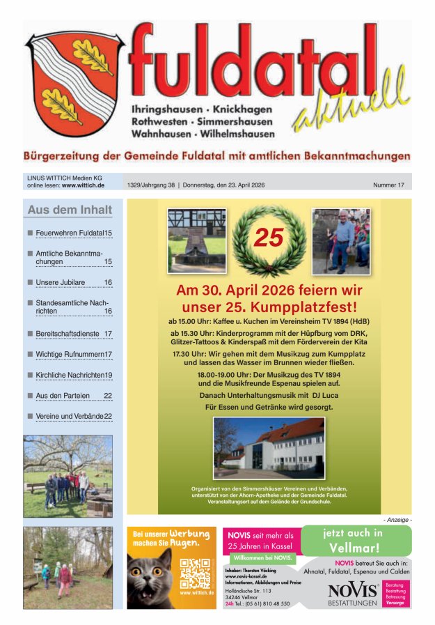 Fuldatal aktuell Titelblatt 17/2026
