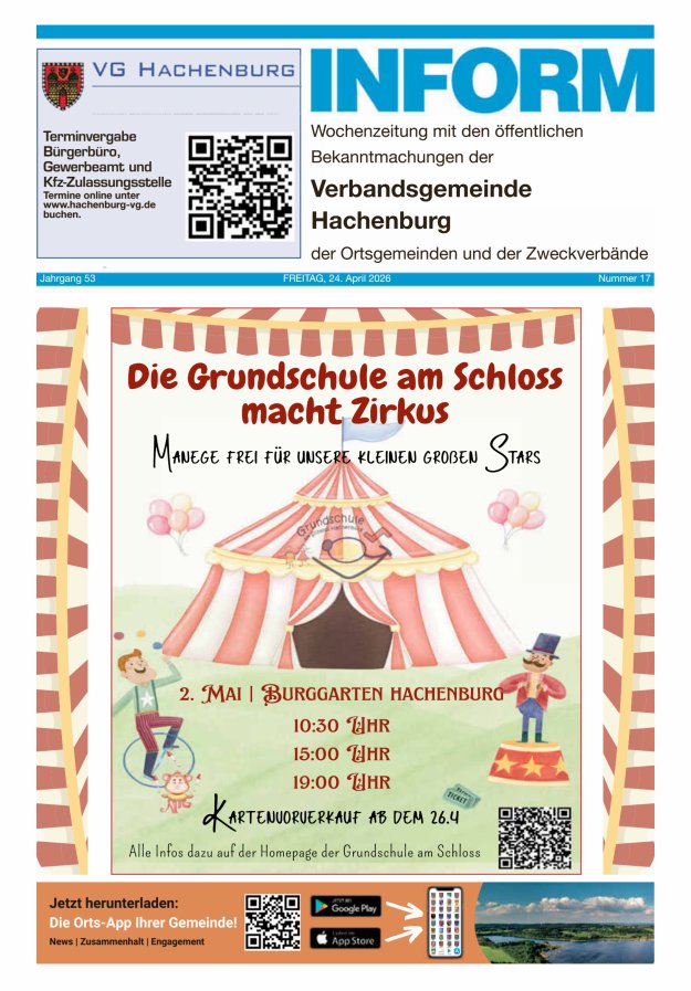 INFORM - Wochenzeitung der Verbandsgemeinde Hachenburg Titelblatt 17/2026