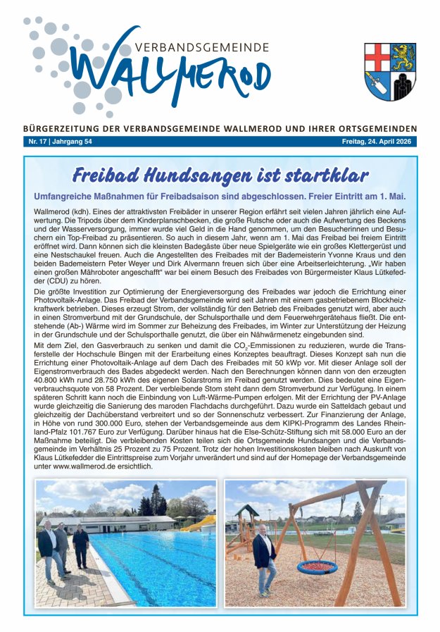 Wir über uns - Verbandsgemeinde Wallmerod Titelblatt 17/2026