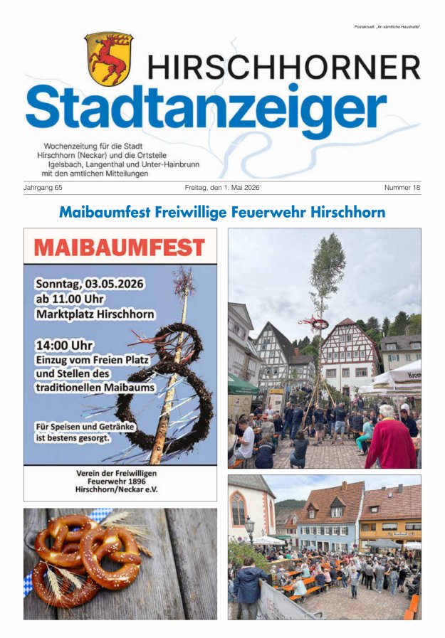 Hirschhorner Stadtanzeiger Titelblatt 18/2026