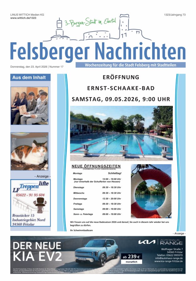 Felsberger Nachrichten Titelblatt 17/2026