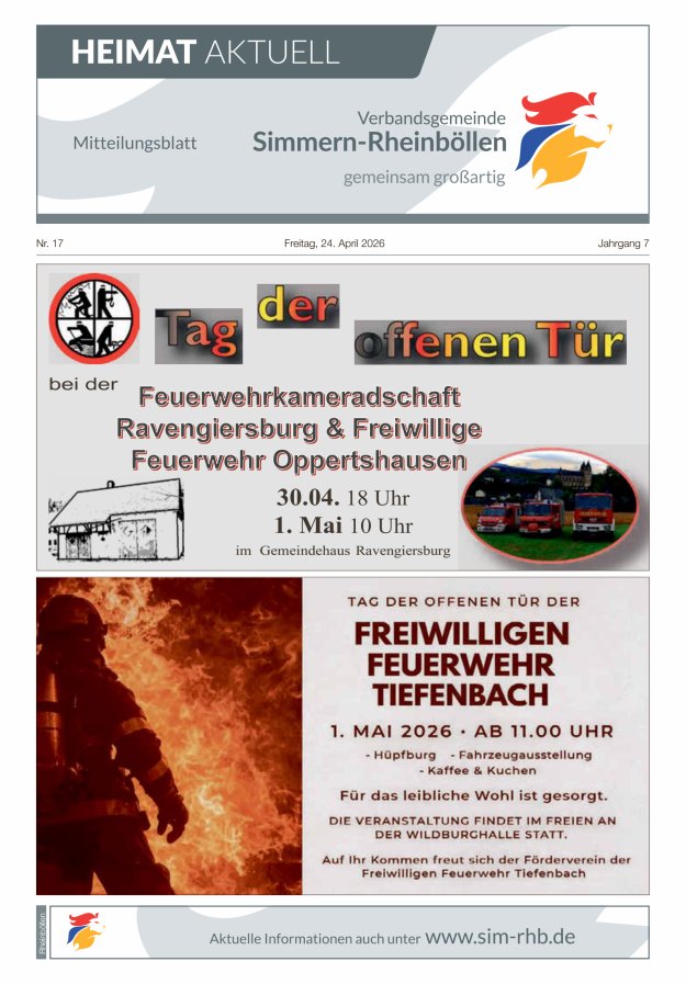 Heimat Aktuell Mitteilungsblatt der VG Simmern-Rheinböllen-Ausg Rheinböllen Titelblatt 16/2026
