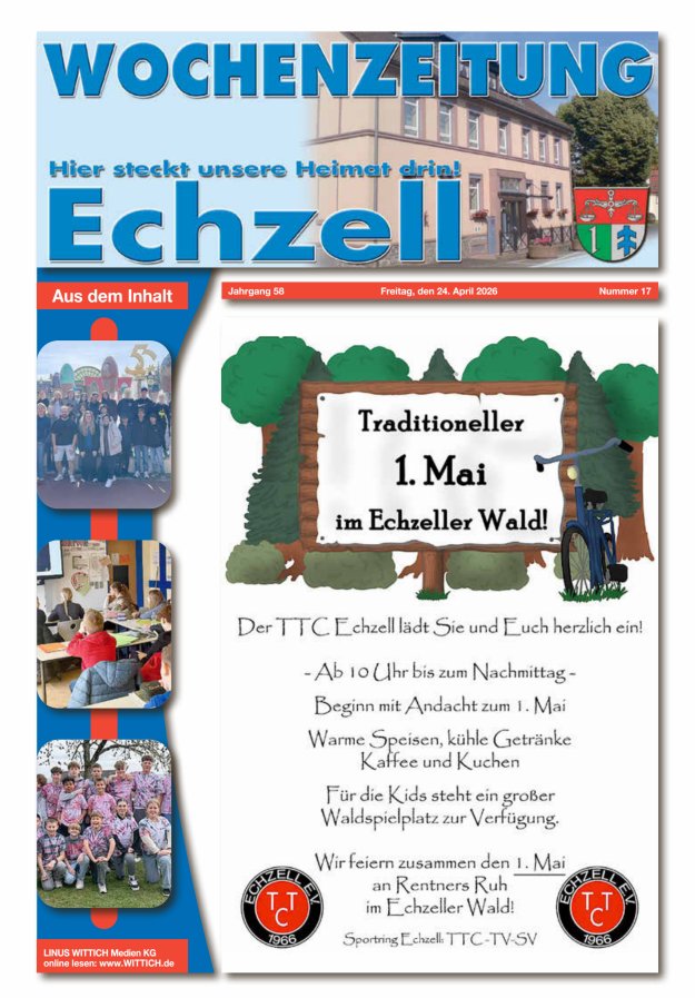 Wochenzeitung für die Gemeinde Echzell Titelblatt 17/2026