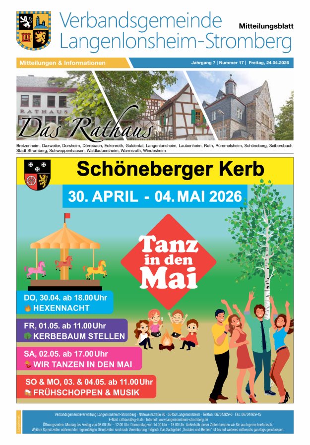 Das Rathaus - MTB d VG Langenlonsheim-Stromberg Titelblatt 17/2026