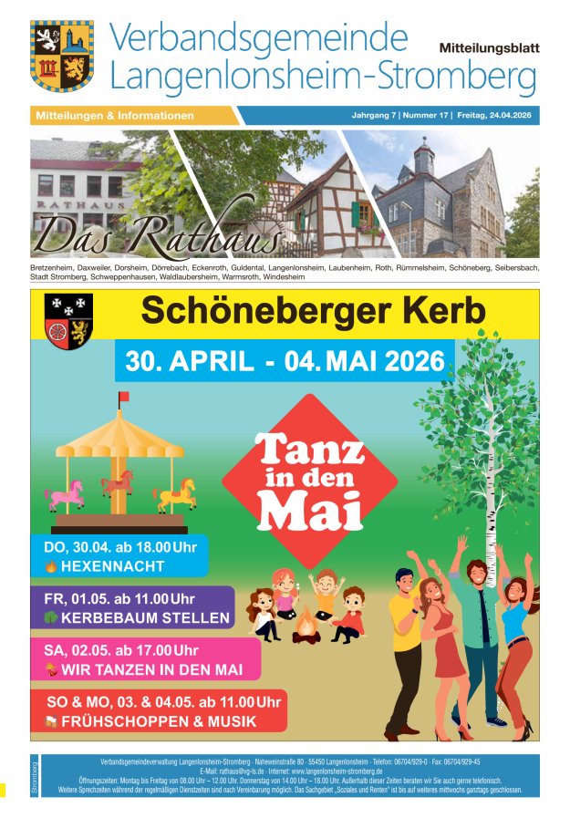 Das Rathaus - MTB d VG Langenlonsheim-Stromberg  Titelblatt 16/2026