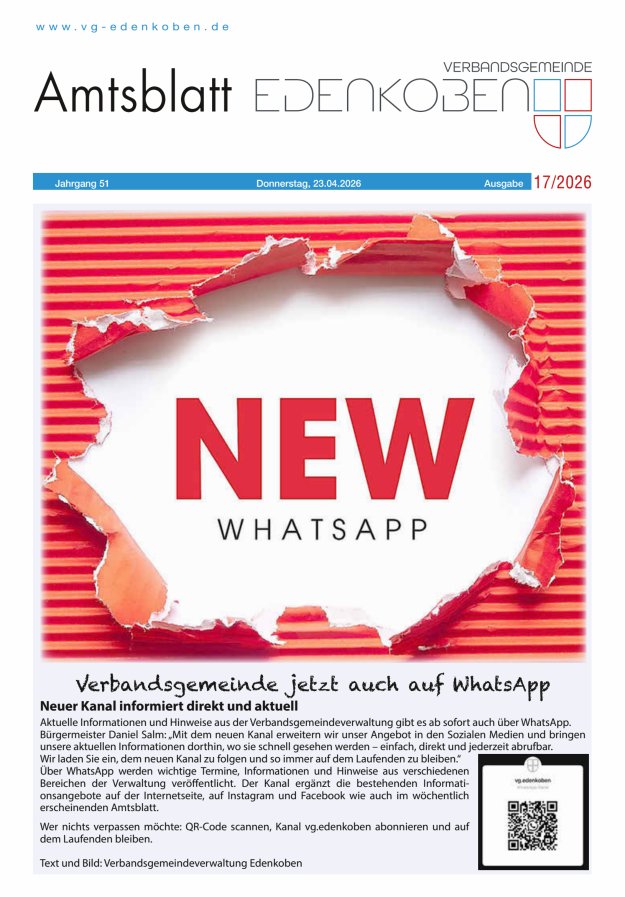 Amtsblatt VG Edenkoben Titelblatt 17/2026