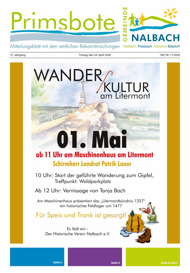 Primsbote Gemeinde Nalbach Titelblatt 17/2026