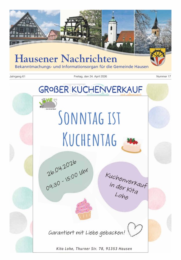 Hausener Nachrichten Titelblatt 17/2026