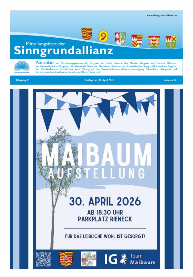 Mitteilungsblatt der Sinngrundallianz Titelblatt 17/2026