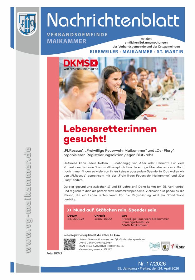 Nachrichtenblatt VG Maikammer Titelblatt 17/2026
