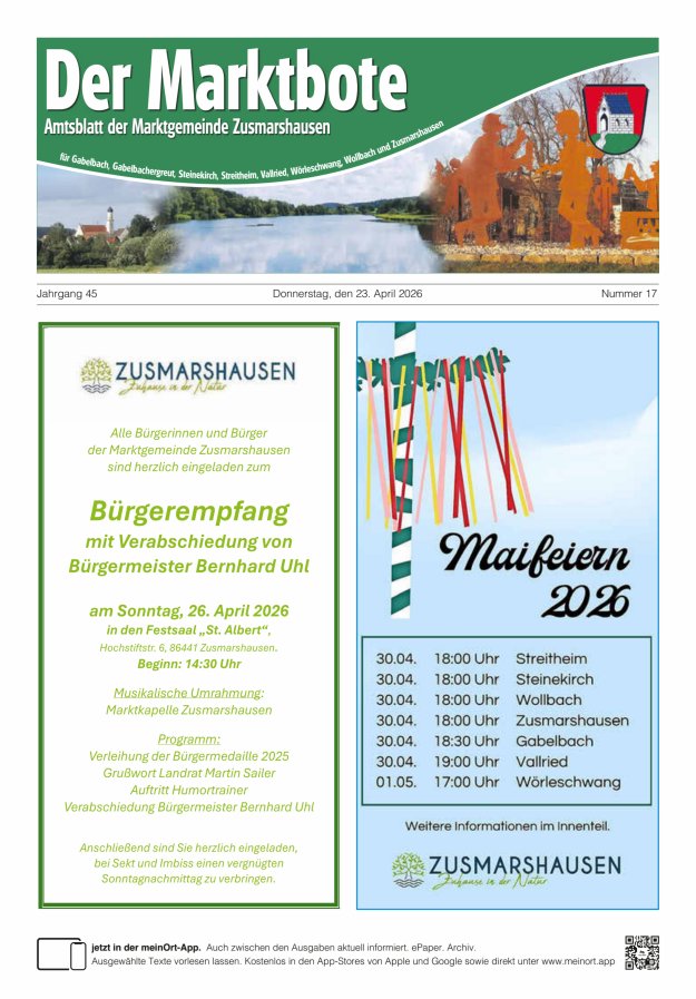 Zusmarshausen - Der Marktbote Titelblatt 17/2026