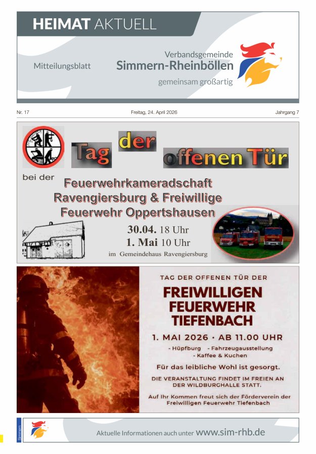 Heimat Aktuell - Mitteilungsbl der VG Simmern-Rheinböllen Ausg Simmern Titelblatt 17/2026