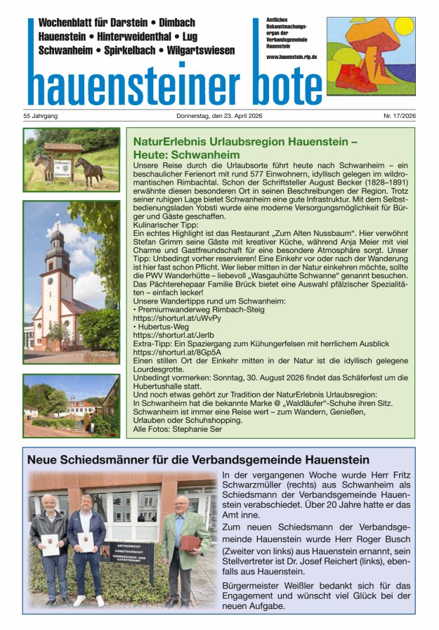 Hauensteiner Bote Titelblatt 17/2026